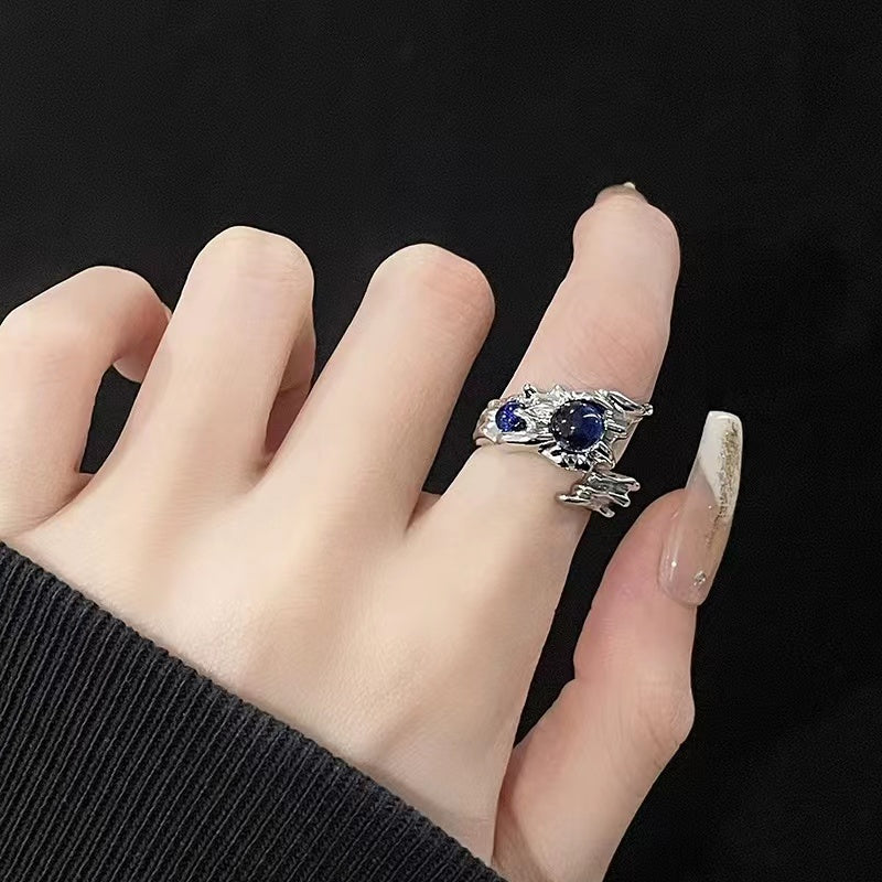 Niche design sense ins dark style gemstone personality hip cool ring