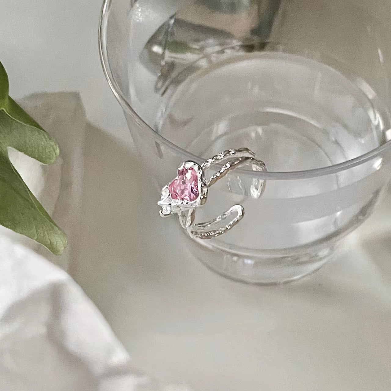 Spicy Sweetheart 925 Sterling Silver Pink Diamond Love Ring