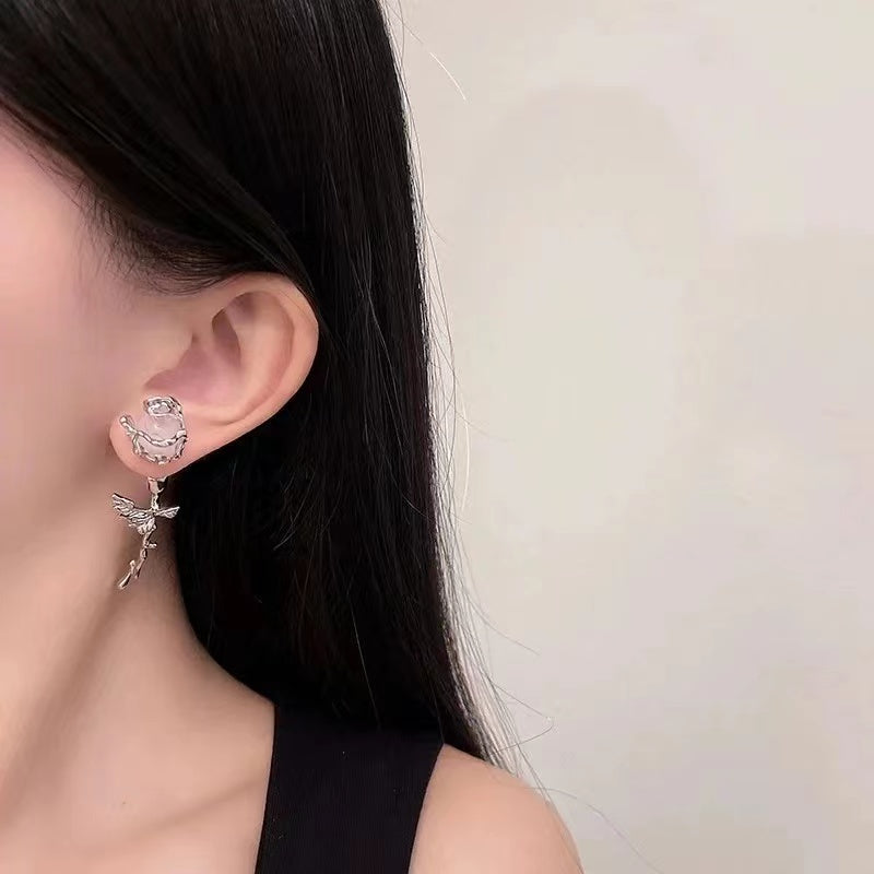 Pink Zircon Rose Earrings