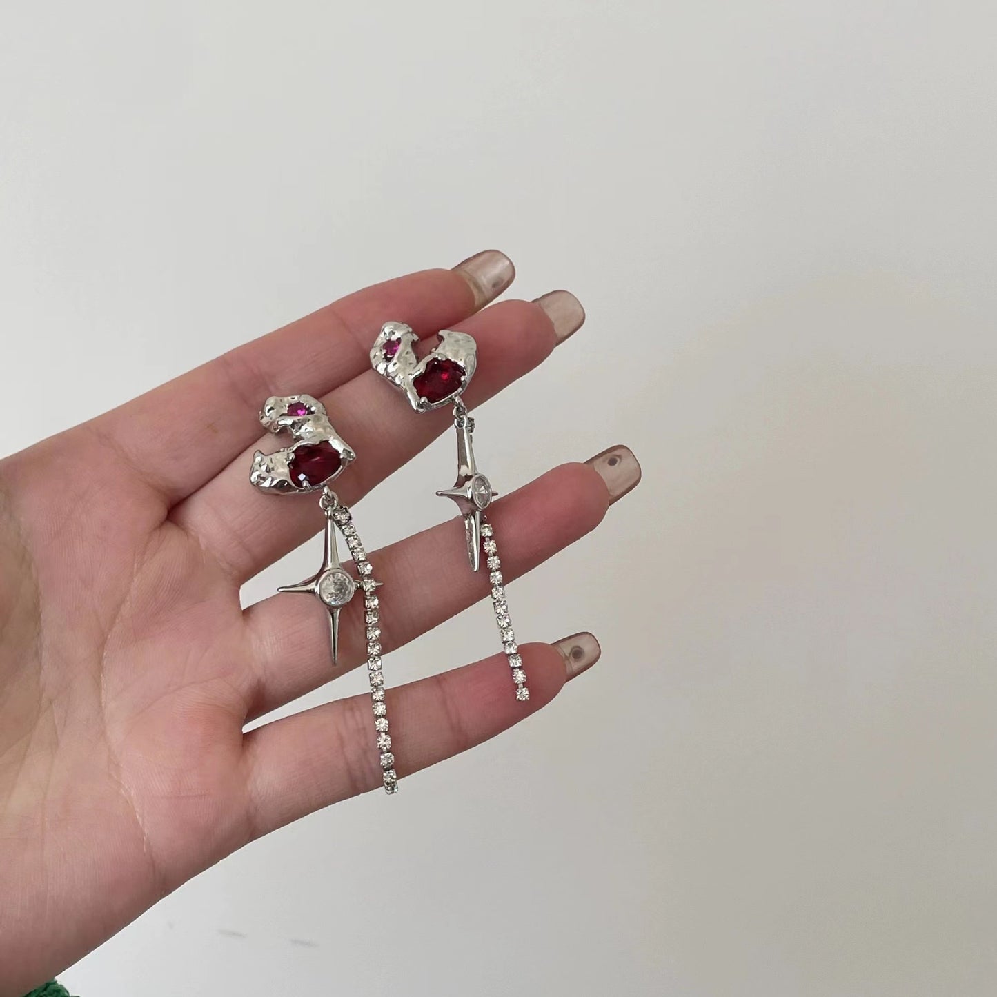 Ruby love Tassel Earrings