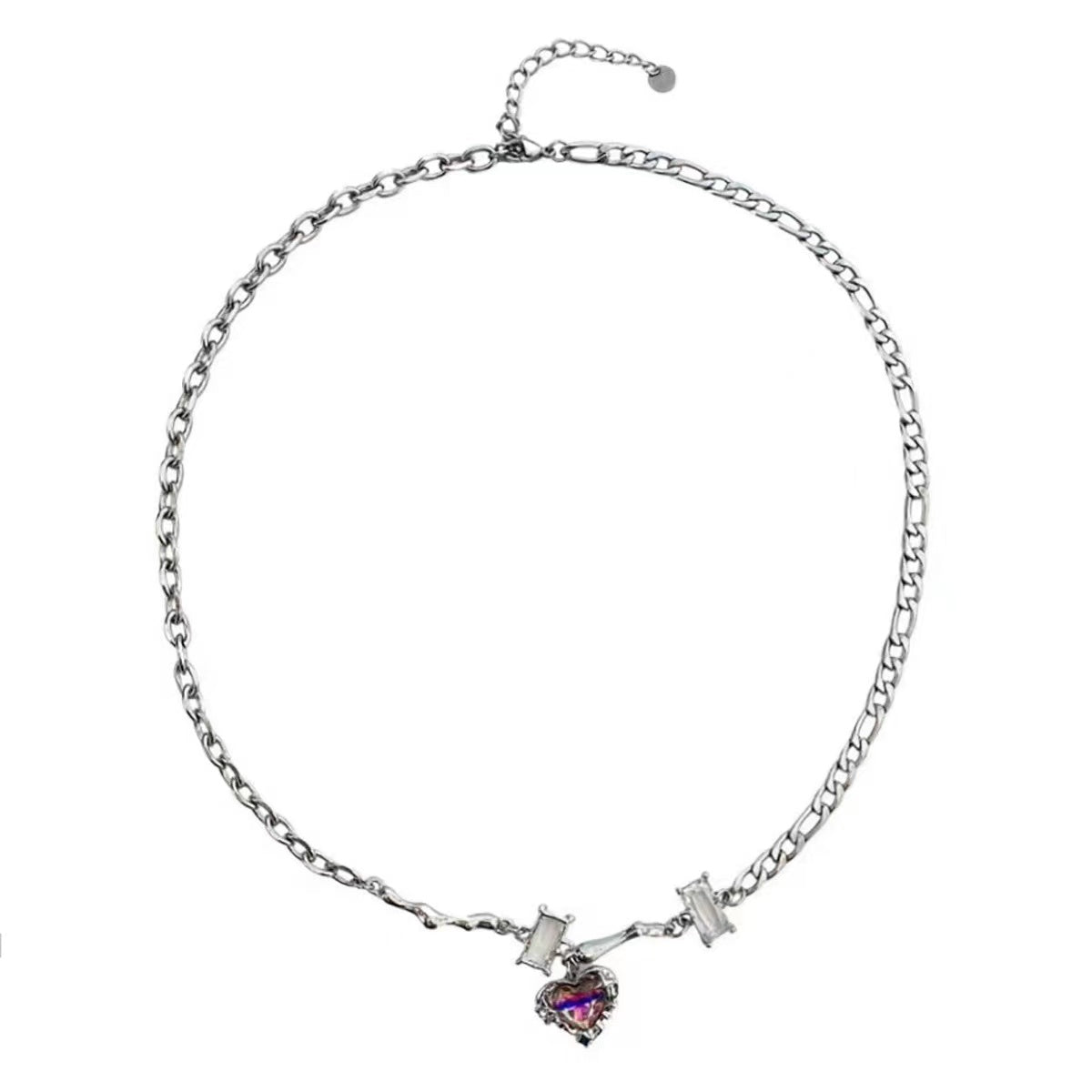 Colorful love stitching zirconia necklace female light luxury ins niche design senior sense of fashion versatile clavicle chain tide