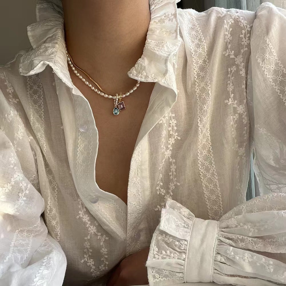Diamond Pearl Necklace