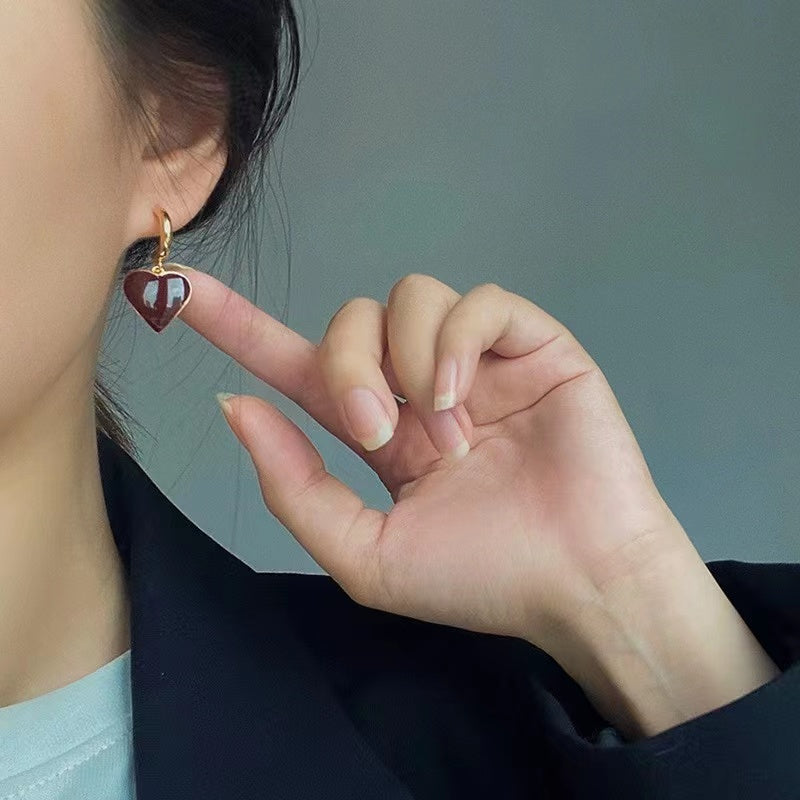 Bright color jewelry wine red earrings