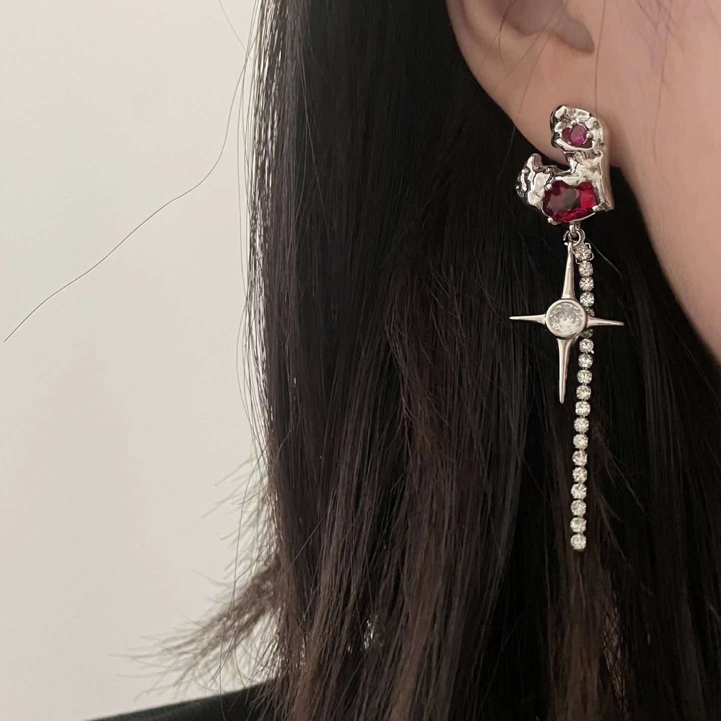 Ruby love Tassel Earrings