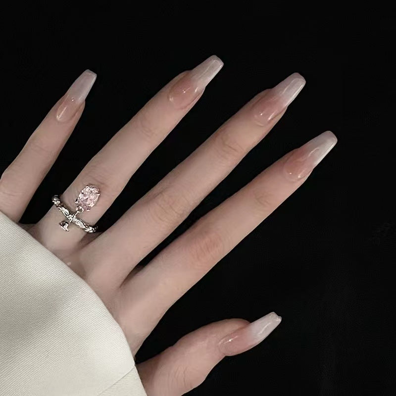 Wholesale niche design sense women's ring senior ins cold wind set diamond zircon chain French open index finger ring