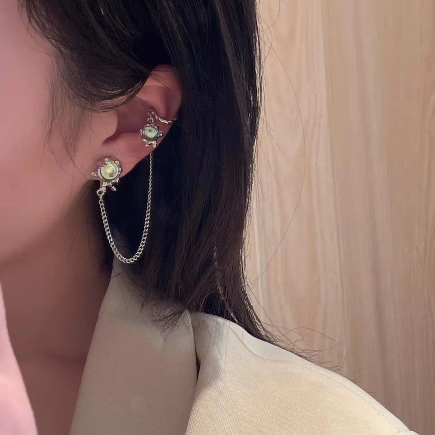 Moonlight cat's eye stone earrings