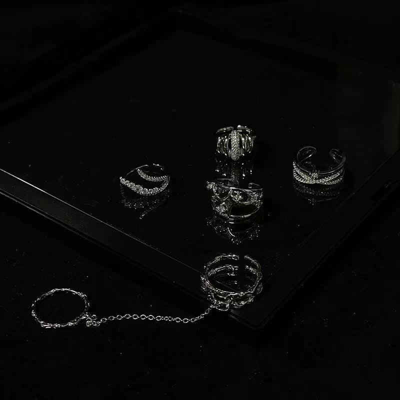Niche design sense irregular set diamond zircon simple ins cold wind senior light luxury index finger ring female