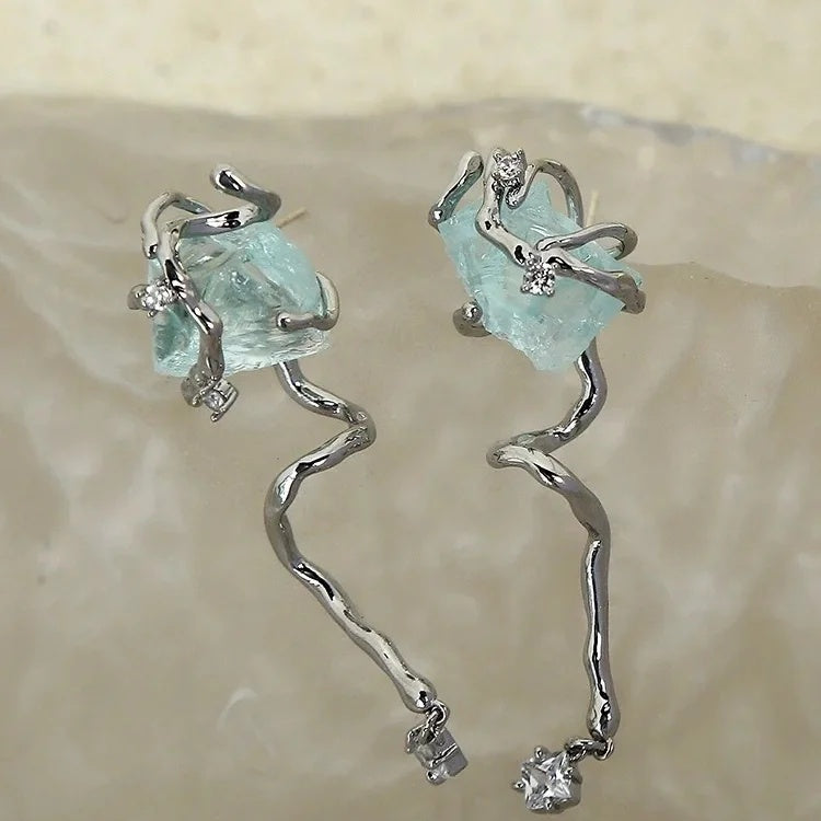 Dreamy blue metal earrings