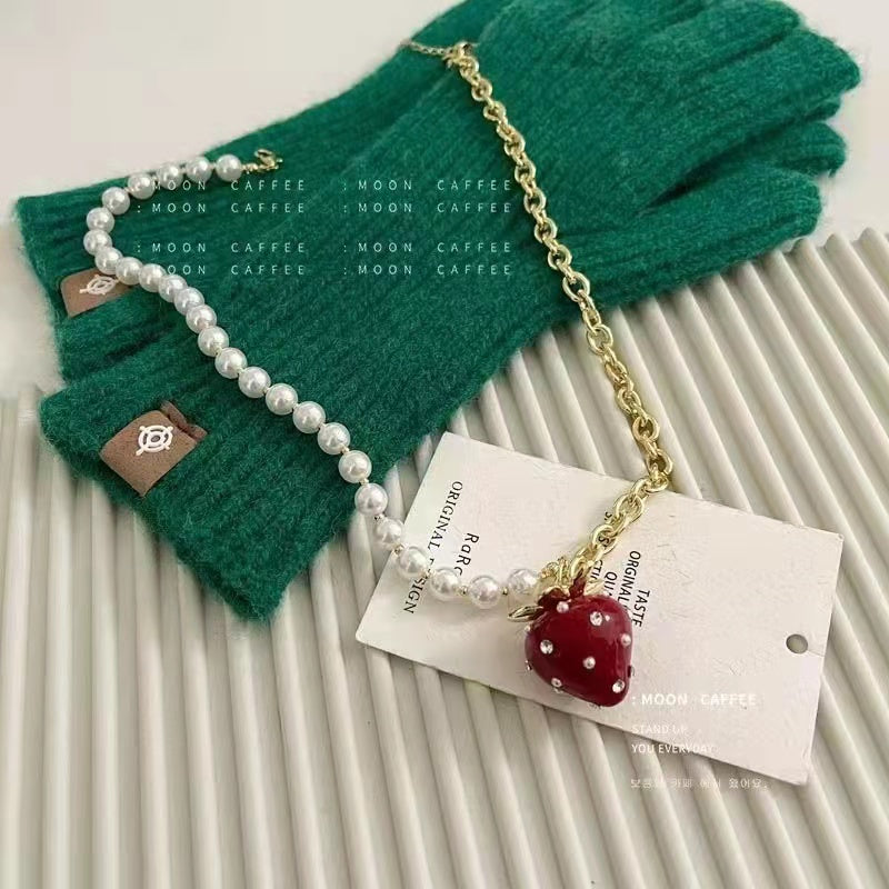 Vintage pearl childlike strawberry necklace