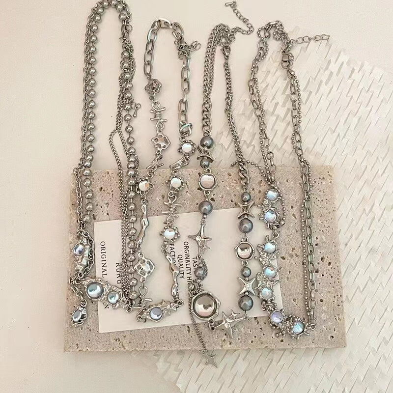 Thorny niche design sense super fairy glazed cat's eye necklace