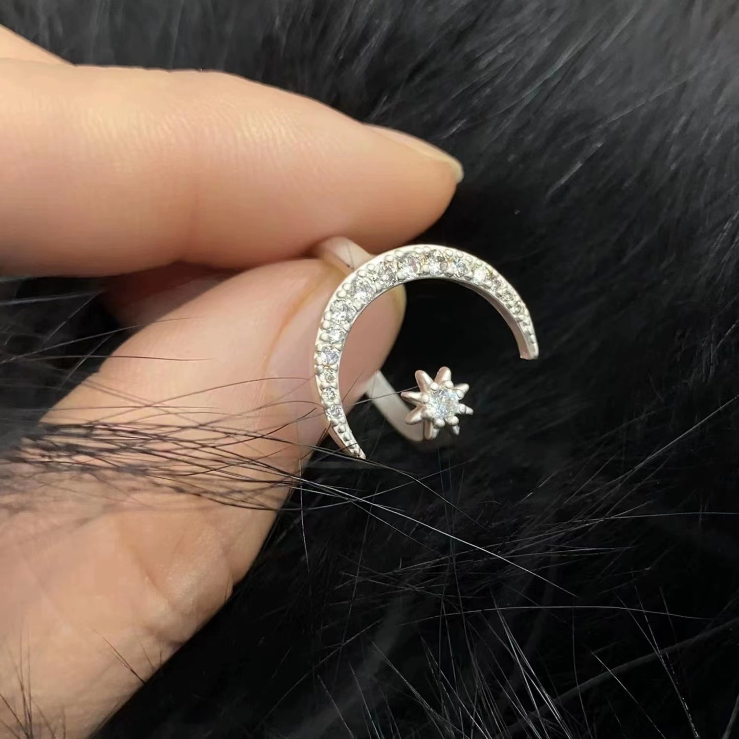 Colorful love ring female niche design with diamond finger ring