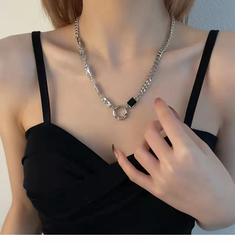 Purple diamond patchwork necklace