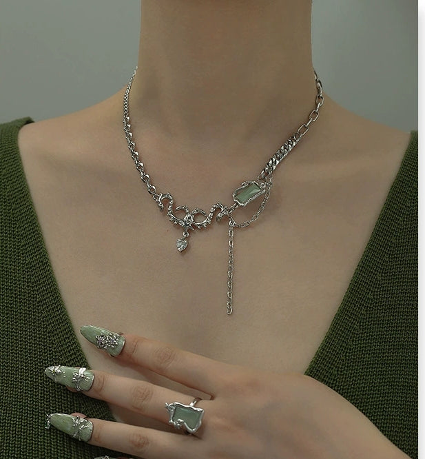 Mint green series necklace female new Chinese luxury niche design fresh college wind senior sense of neck jewelry wholesale
