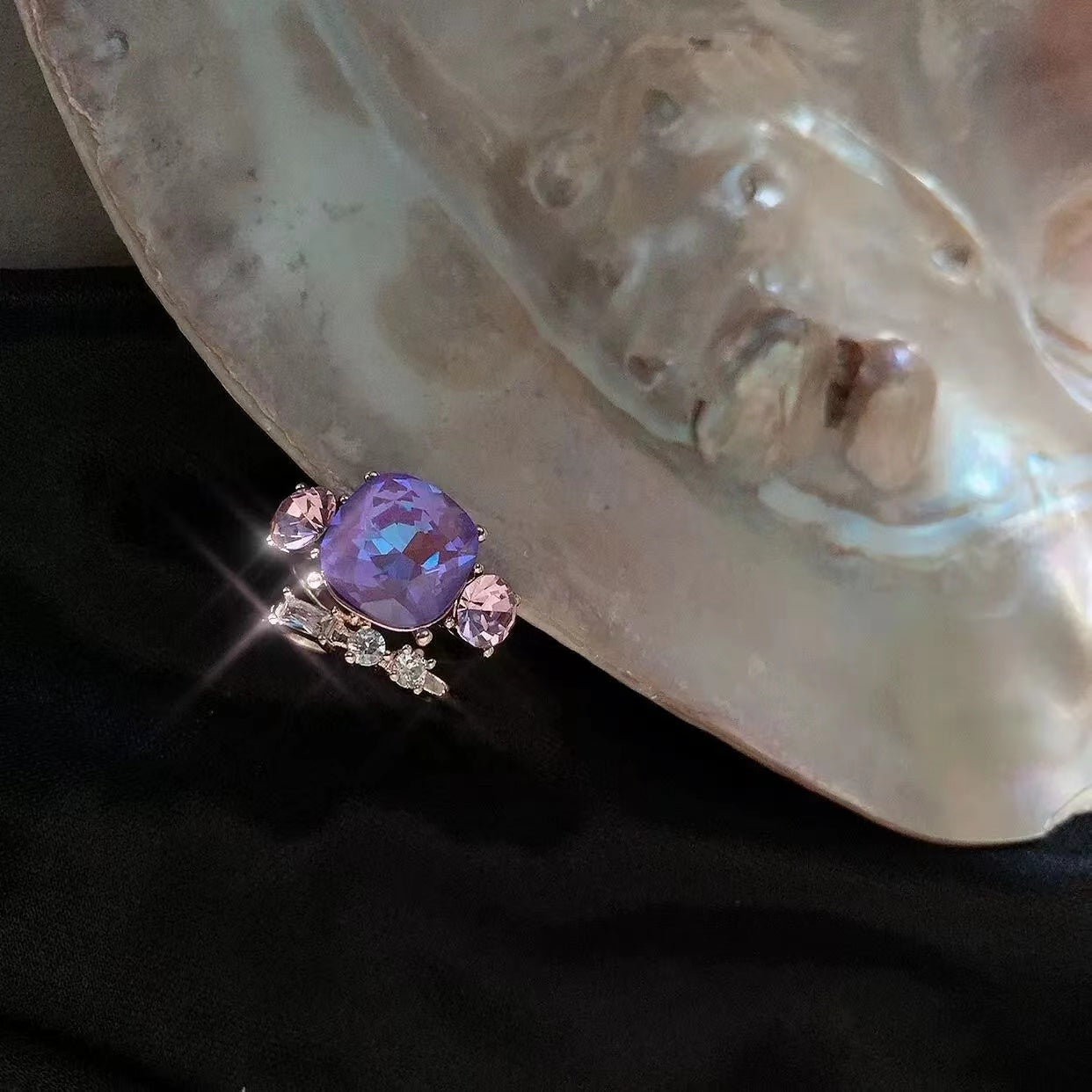 Electroplated Grand Cat's Eye with Fancy Color Diamond Gemstone Ring
