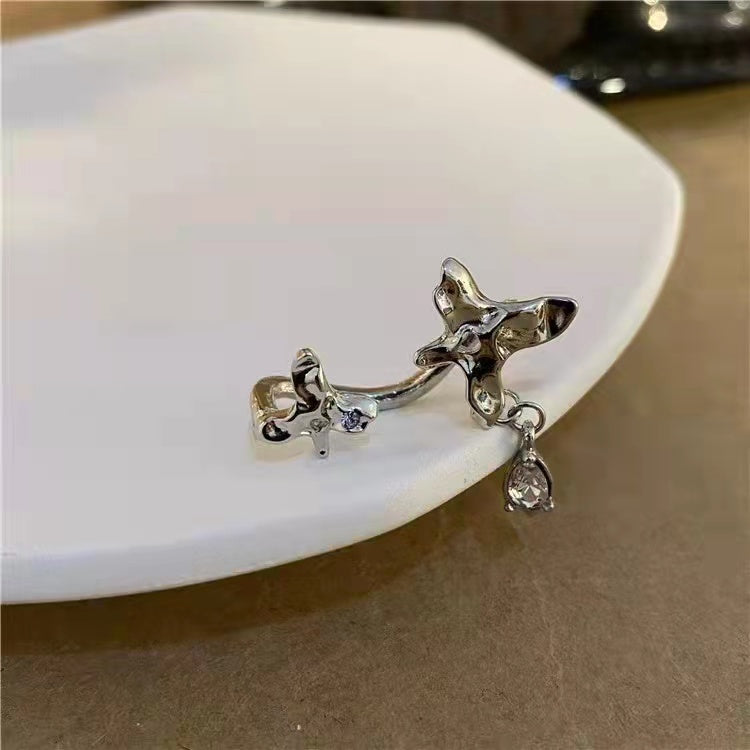 925 silver needle set diamond geometric irregular Tassel Earrings