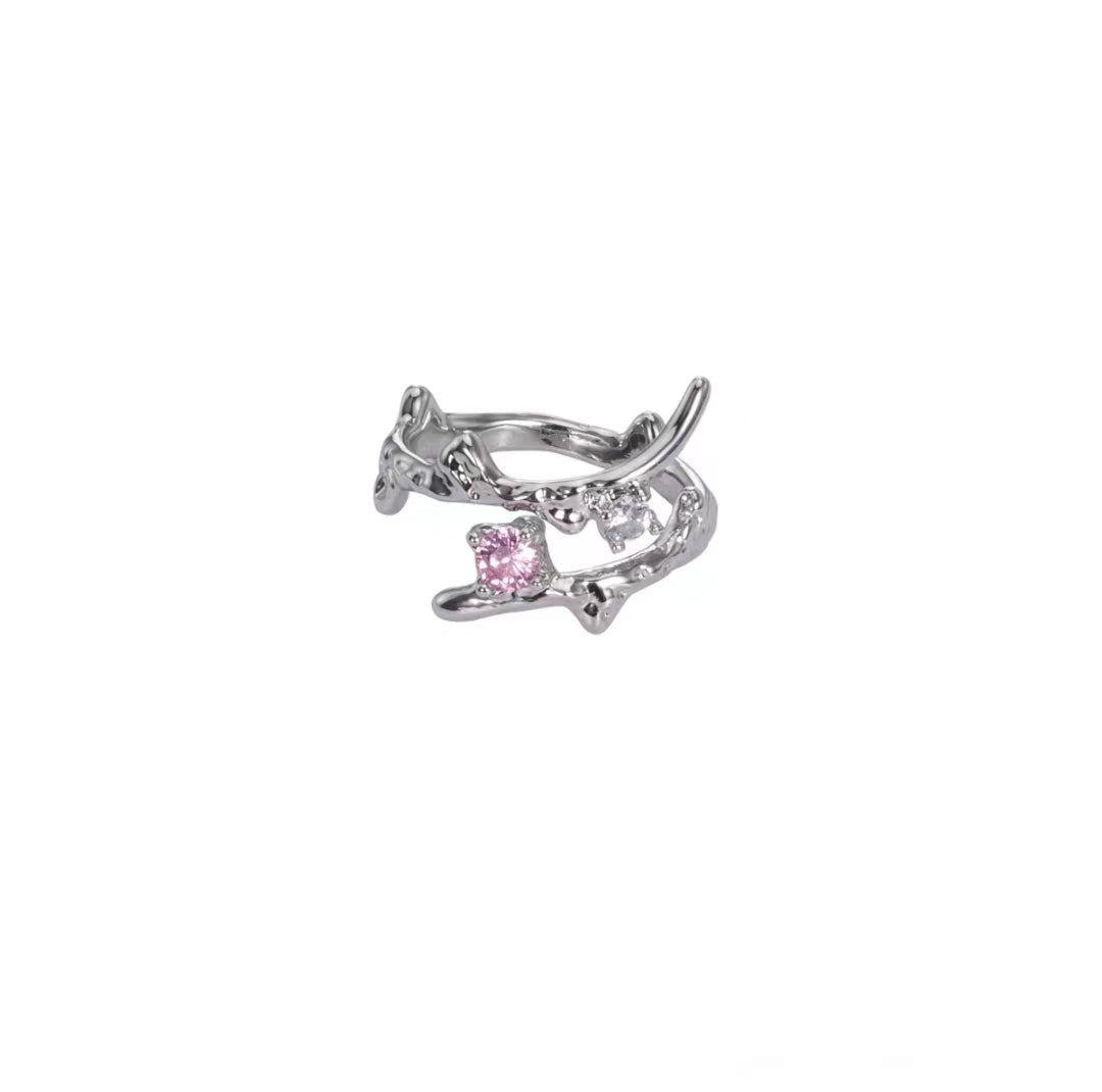 Pink Irregular Diamond Metal Ring