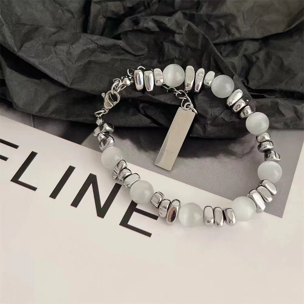 Cat's eye stone crushed bracelet