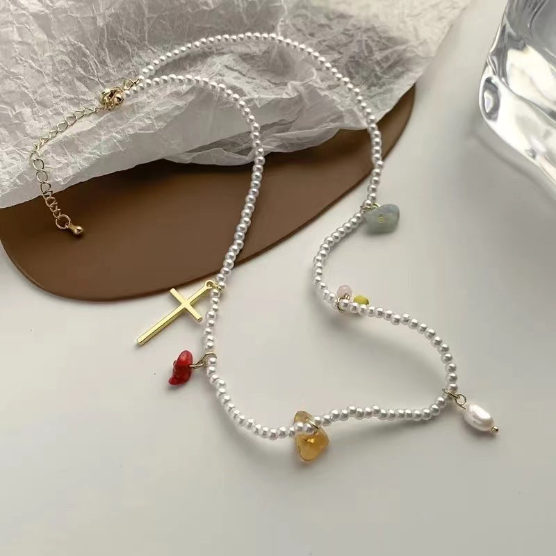 Crucifix Pearl Necklace