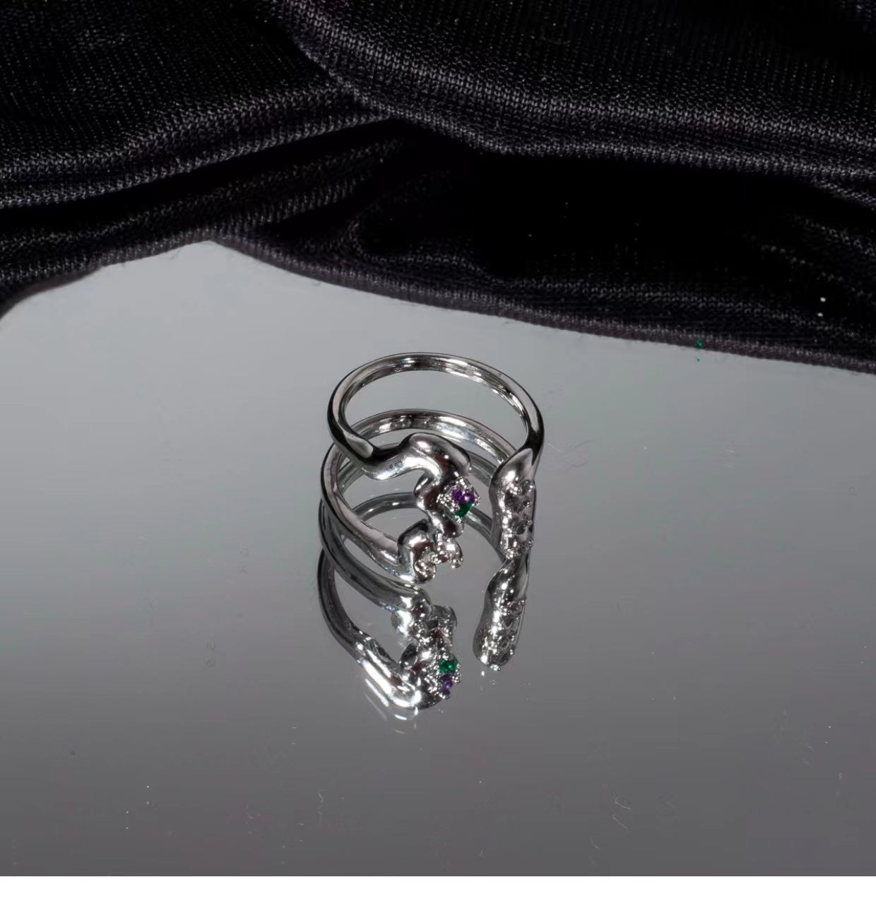 Green Star Irregular Diamond Metal Ring