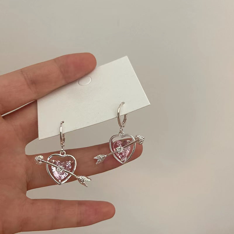 Sweet cool style one arrow through the heart earrings