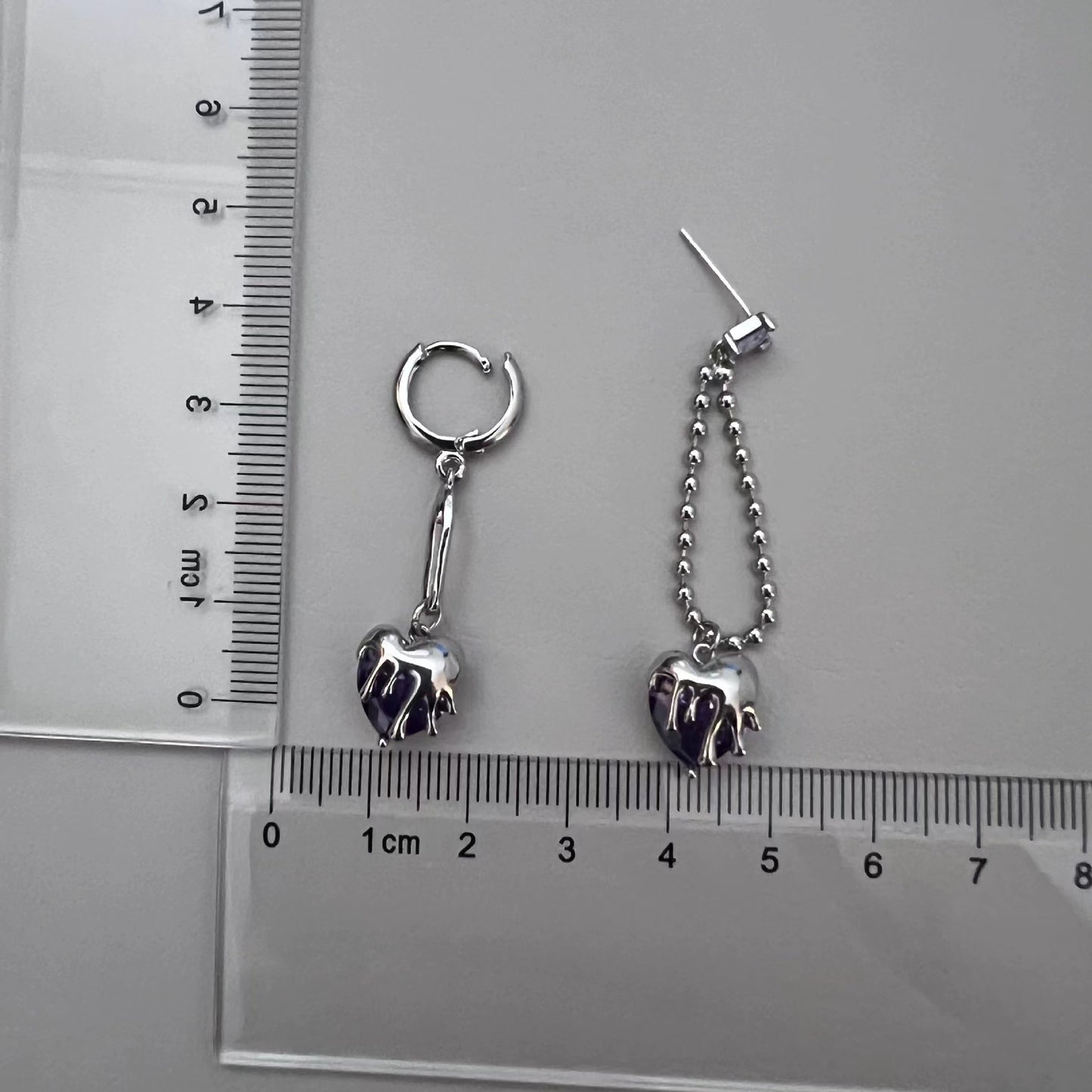 Asymmetric purple love lava Pendant Earrings