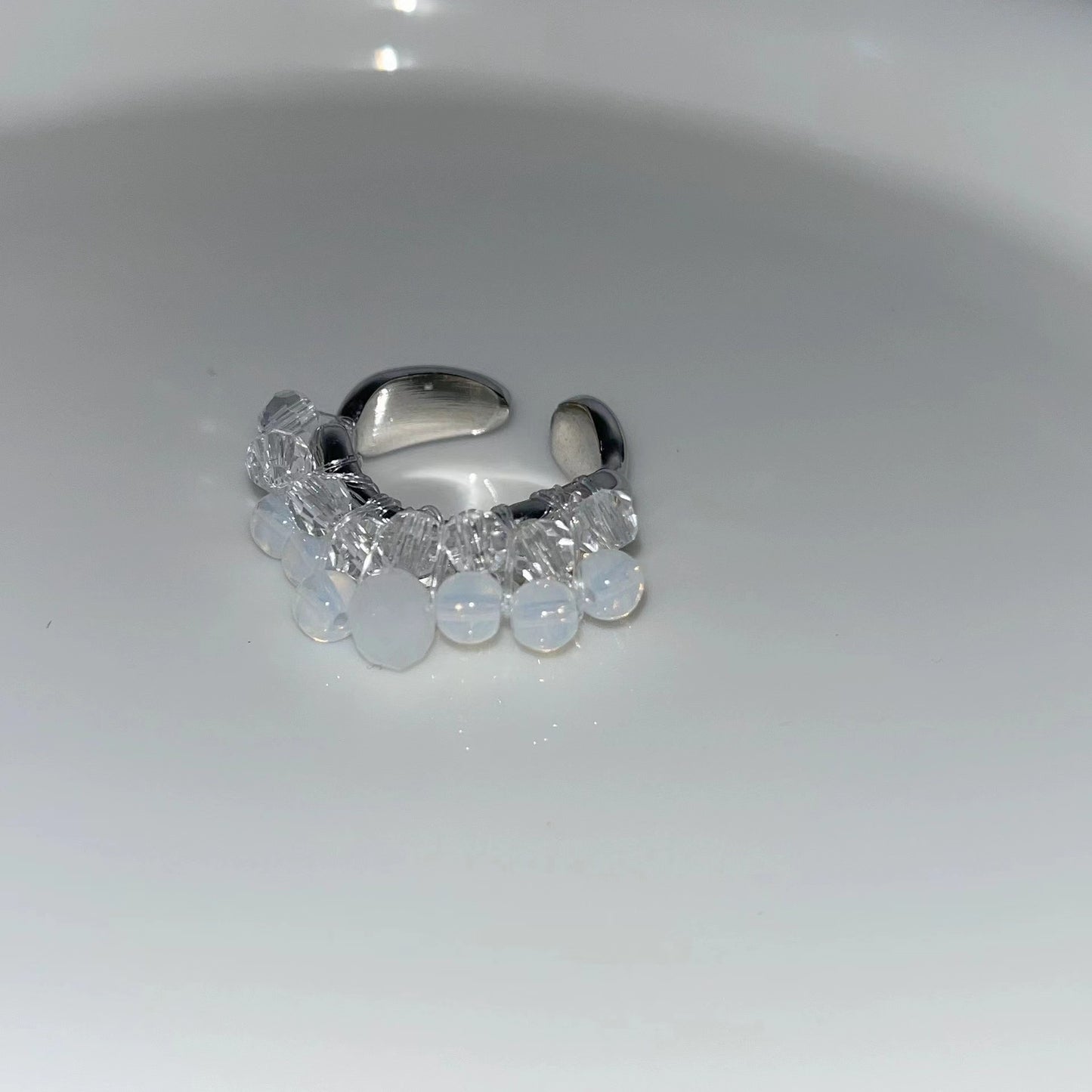 Original design a variety of hand-beaded crystal tourmaline lava texture ring women ins light luxury premium feeling ring