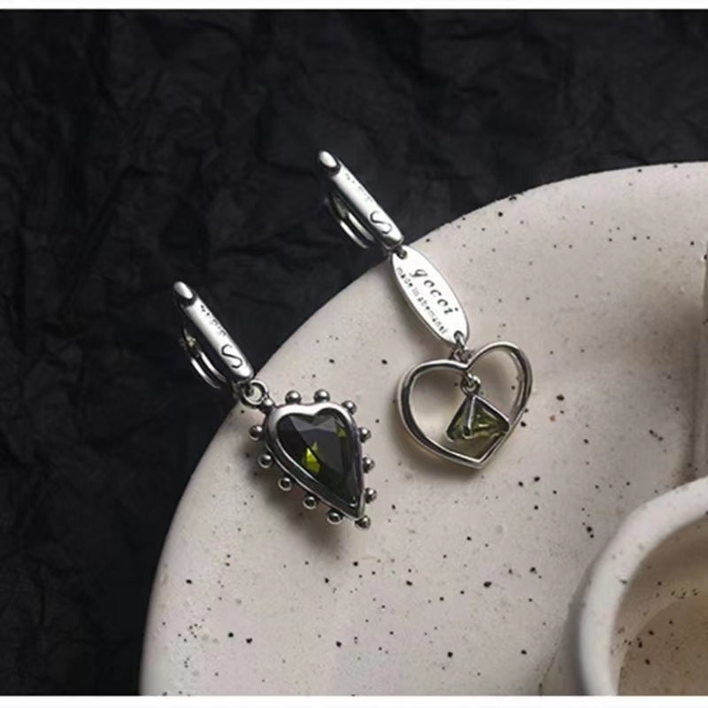 asymmetric love letter S925 silver hollow irregular earrings