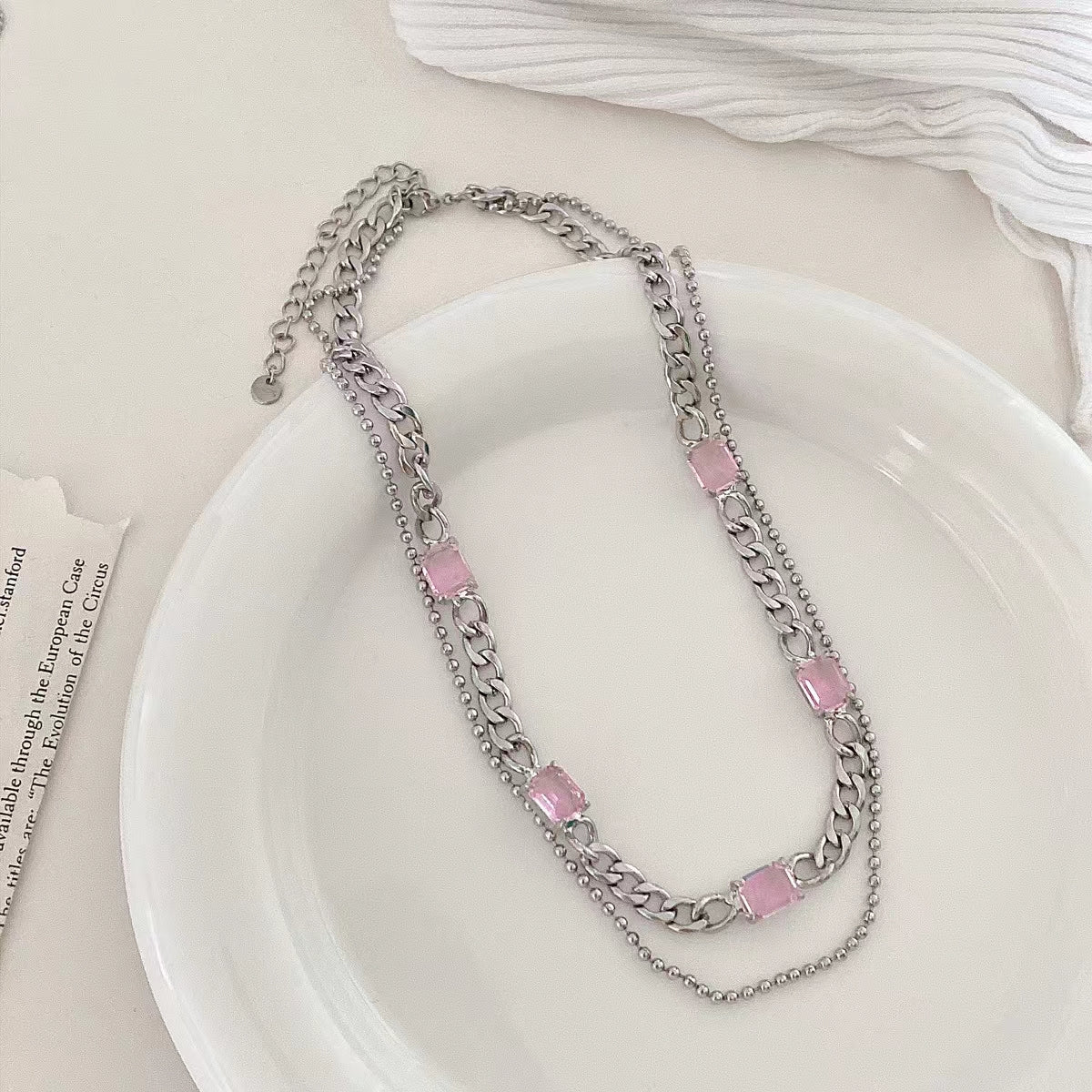 Pink color love pearl necklacePink color love pearl necklace