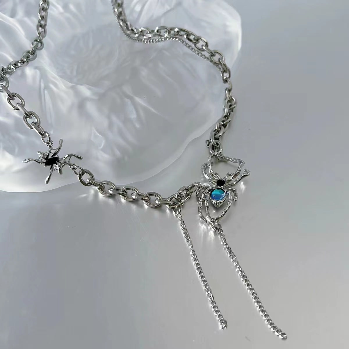Dreamy blue irregular patchwork pearl necklace