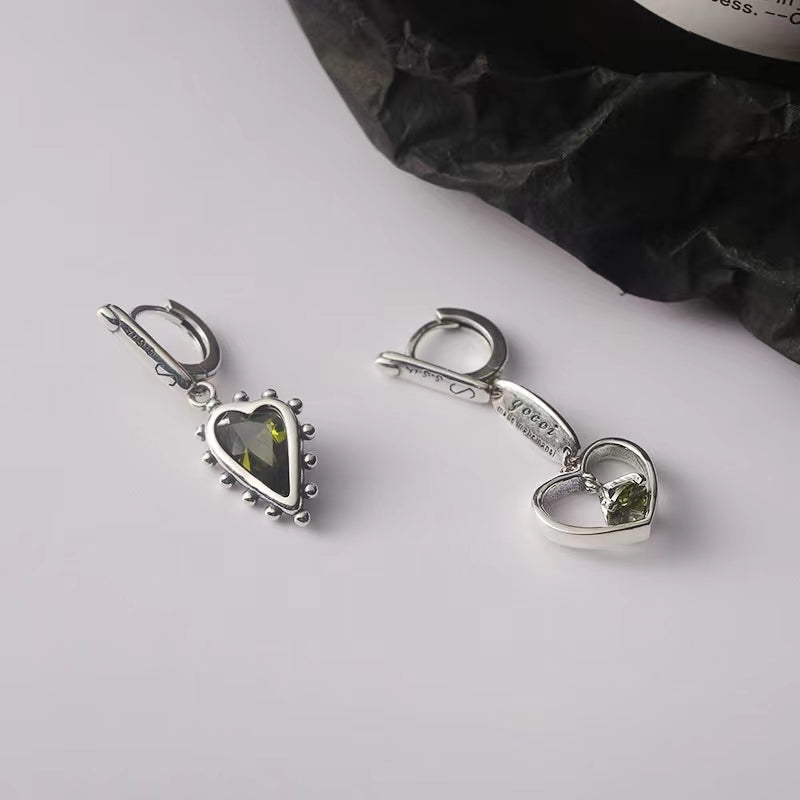 asymmetric love letter S925 silver hollow irregular earrings