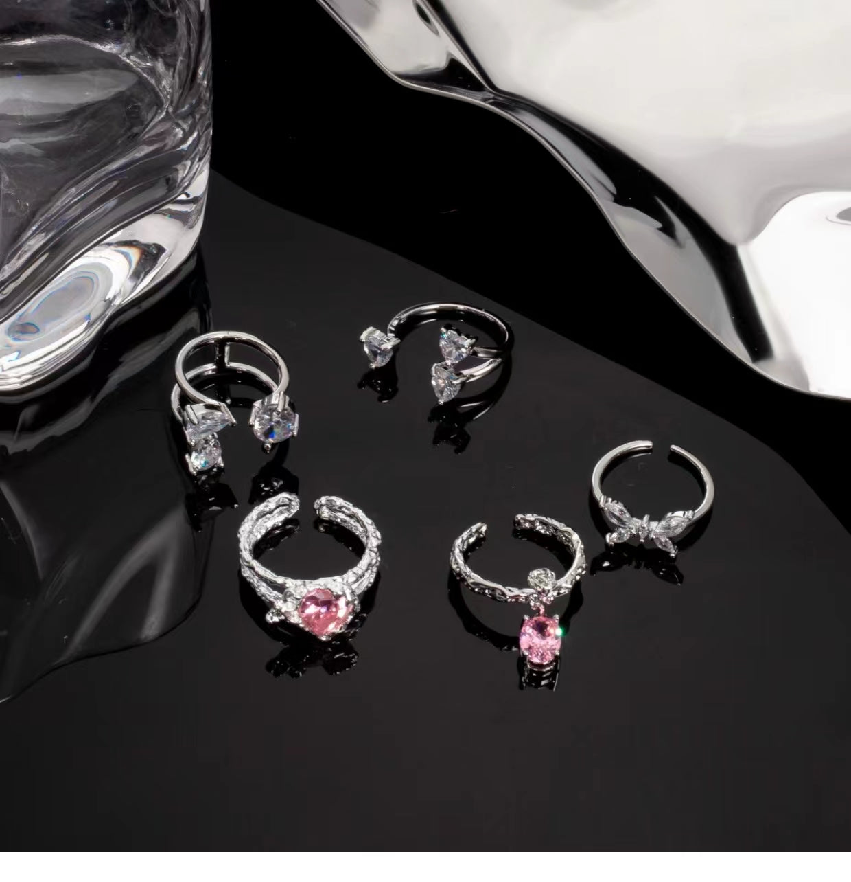 y2k hot girl millennium accessory pink love zirconia ring