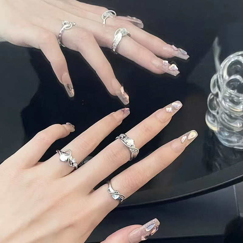 Niche design moonstone twisted rope ring premium feeling open ring