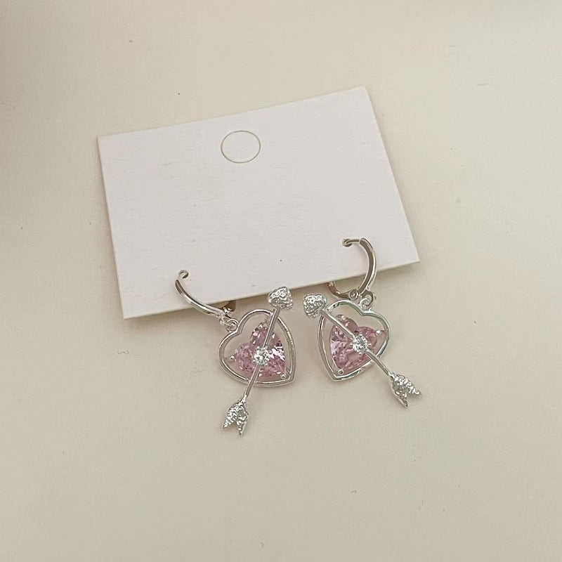 Sweet cool style one arrow through the heart earrings