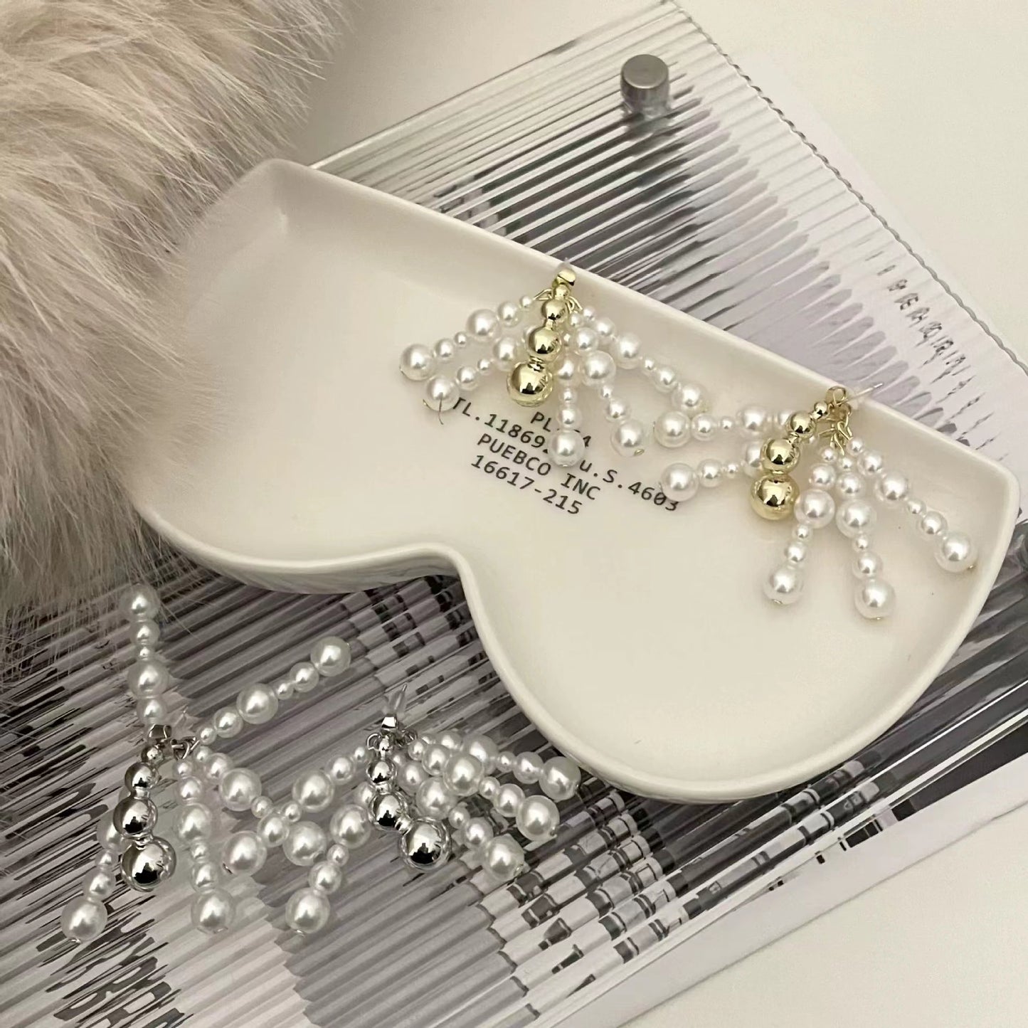 Large and small Pearl Beaded Earrings, light and luxurious metal Tassel Earrings