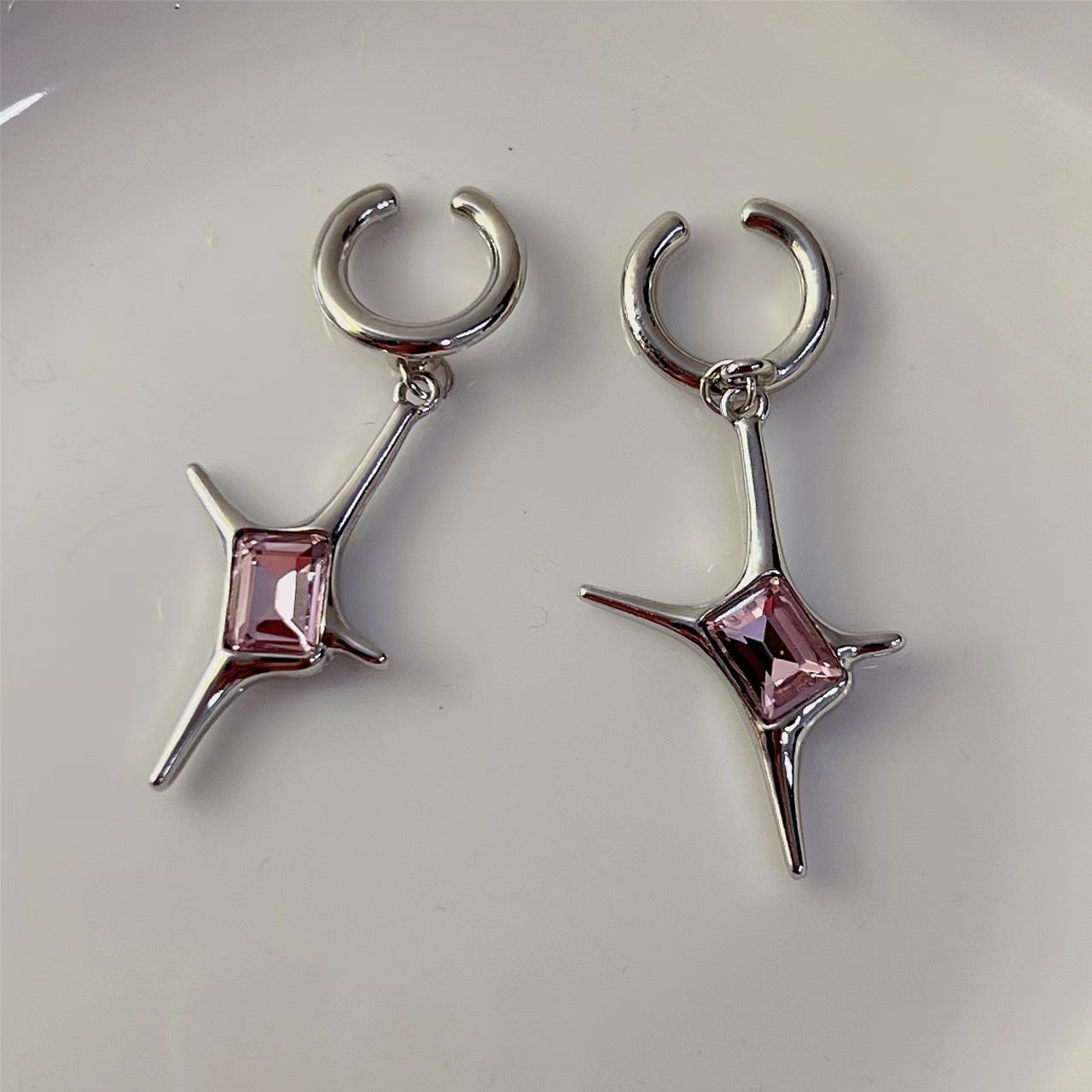Pink Crystal Love Earrings are lovely and sweet