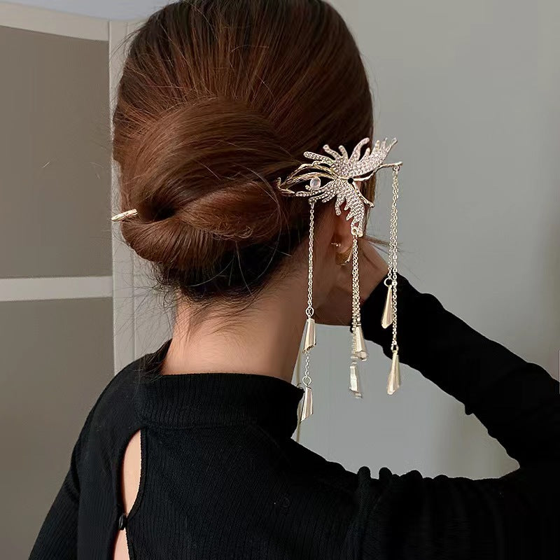 Butterfly fringe hairpin cold wind personalized back of the head coiffure hairpin
