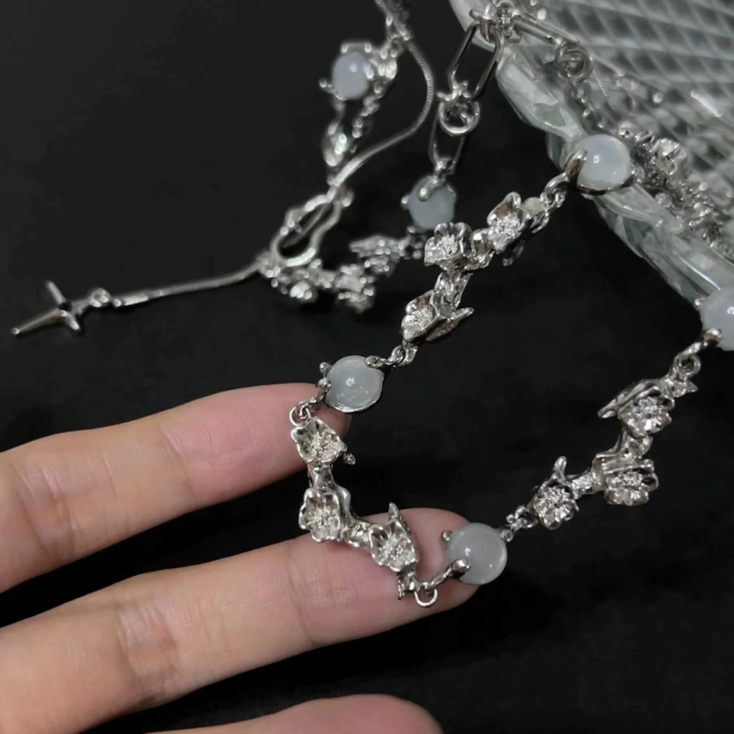 Moonstone necklace with myriad patterns