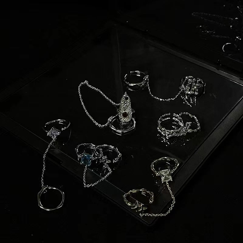 Chain opening niche design sense ins cold wind senior sense set diamond zirconia simple irregular ring