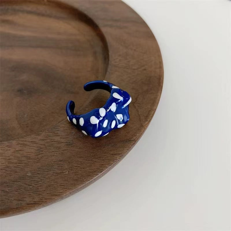 Handmade oil dripping non-fading niche design ring