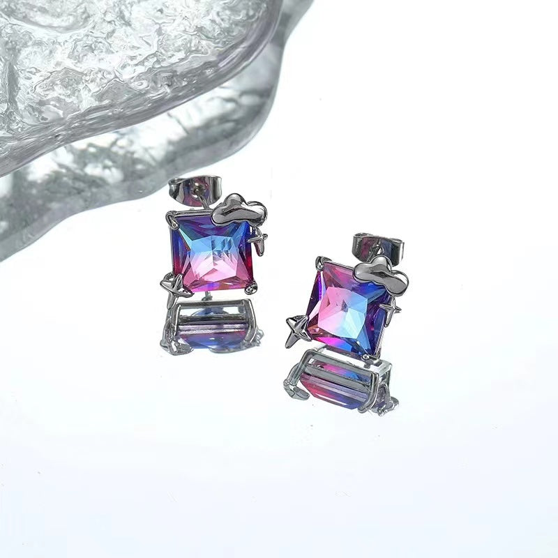 Color zircon necklace female ins cold wind senior sense of personality trend splicing accessories Korean sweet cool collarbone chain