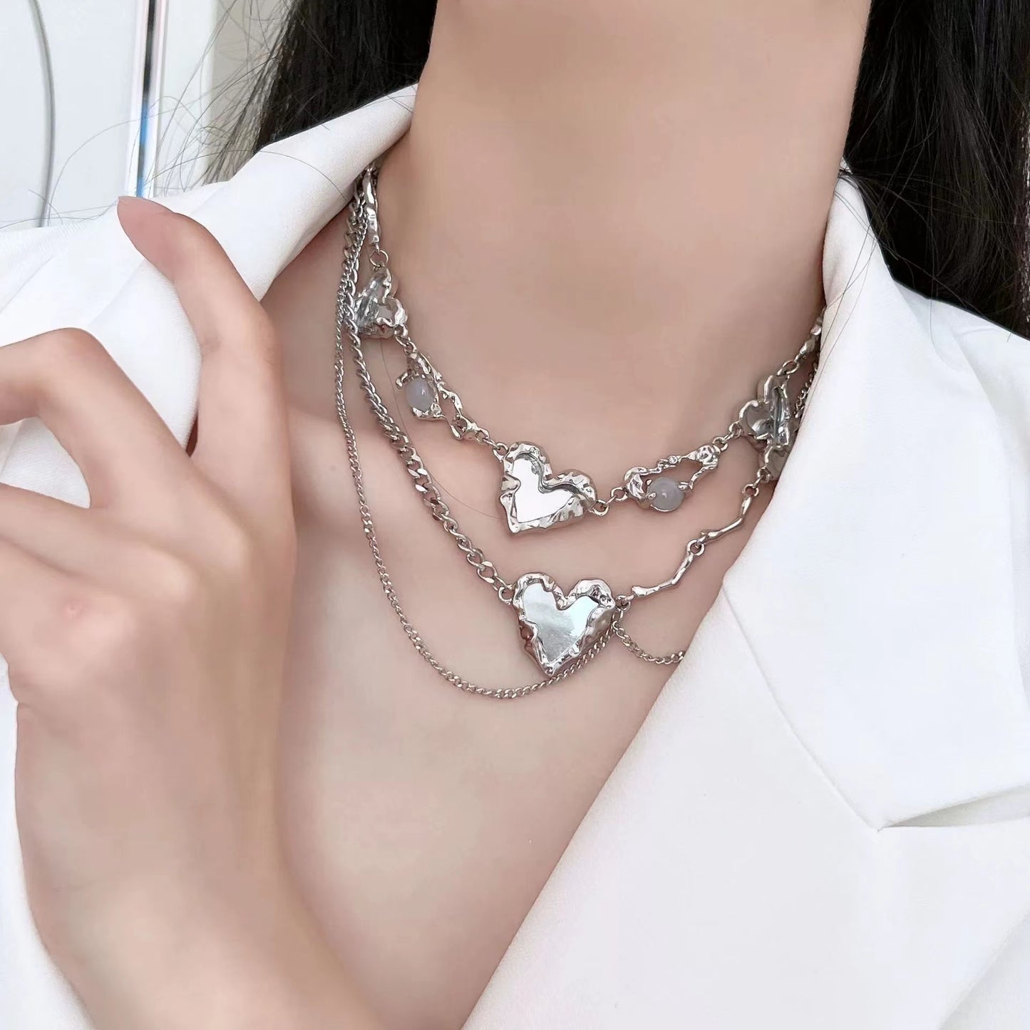 Niche design mirror love necklace