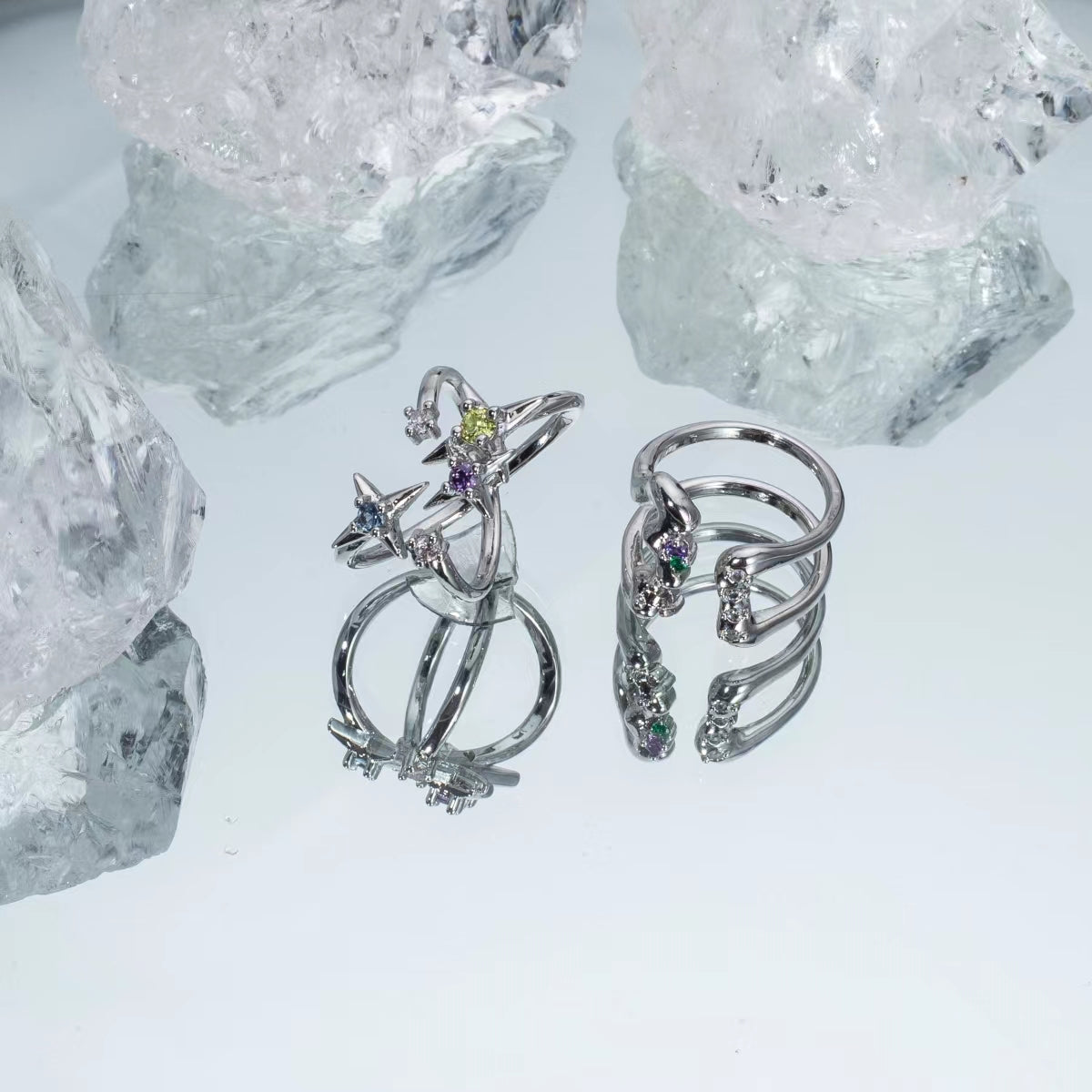 Green Star Irregular Diamond Metal Ring