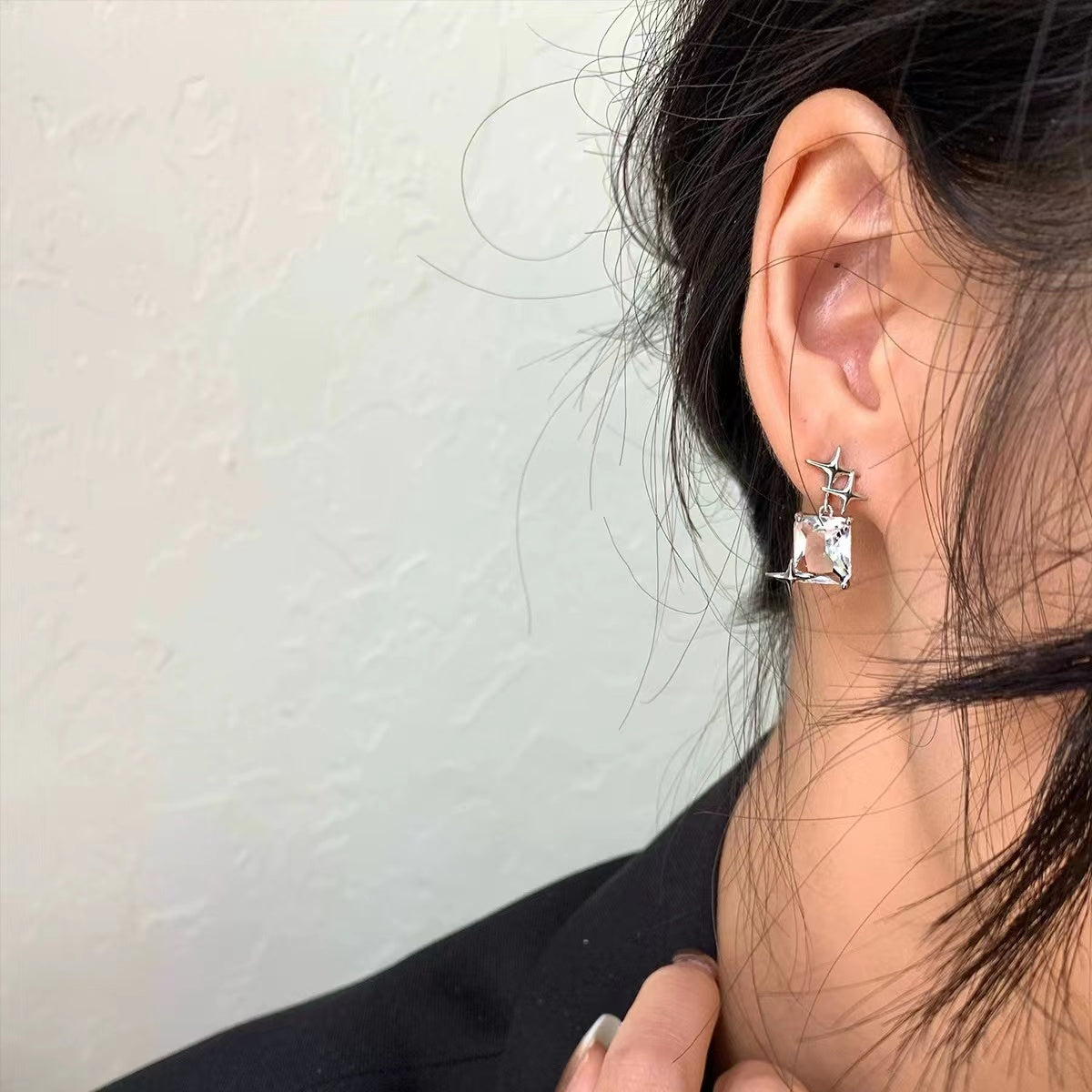 Super fairy square zircon Star Earrings