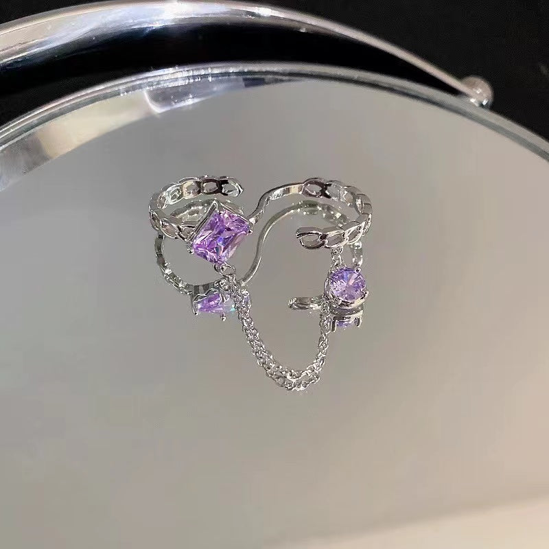 Zircon diamond ring heart opening ring temperament light luxury high sense ring