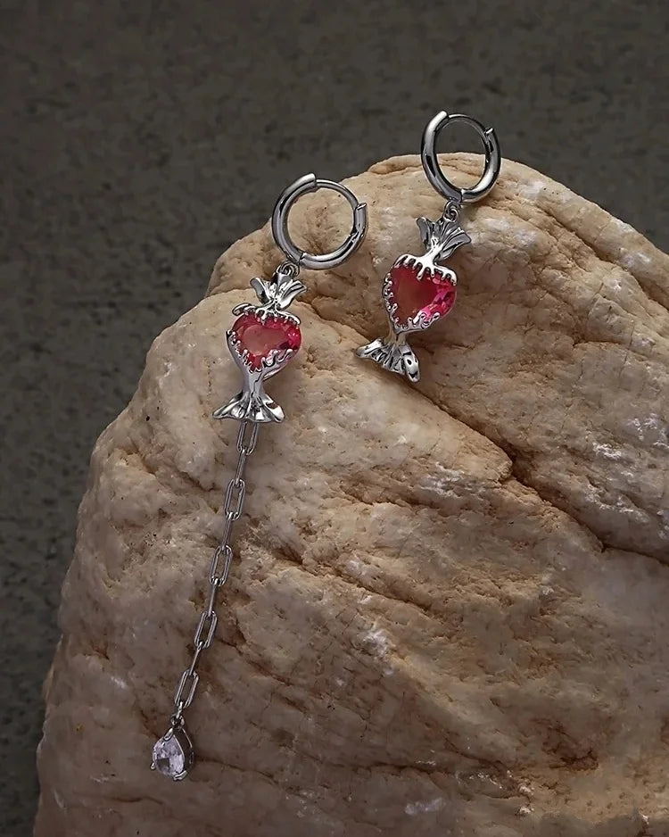 Asymmetrical candy earrings niche design sense of light luxury sweet cool senior sense of cute earrings