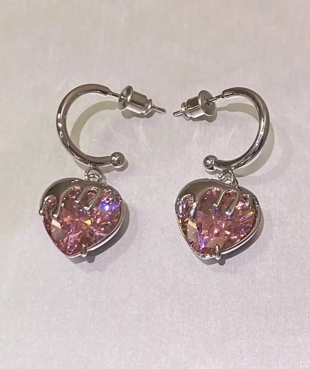 Love heart earrings female temperament senior sense of sweet earrings delicate