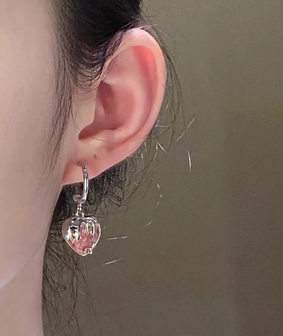 Love heart earrings female temperament senior sense of sweet earrings delicate
