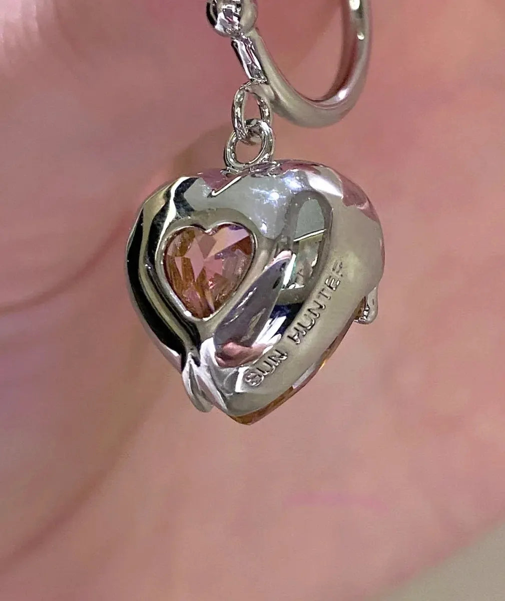 Love heart earrings female temperament senior sense of sweet earrings delicate