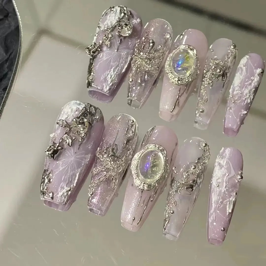 Purple customized nails