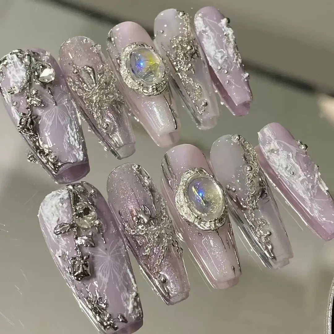 Purple customized nails